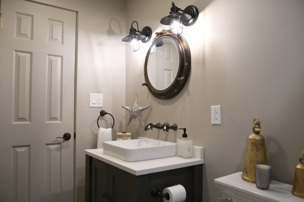 rustic, nautical theme bathroom remodel