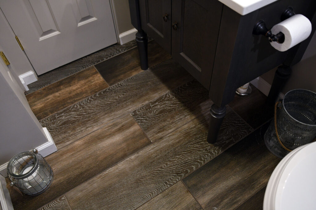 bathroom with new wooden flooring
